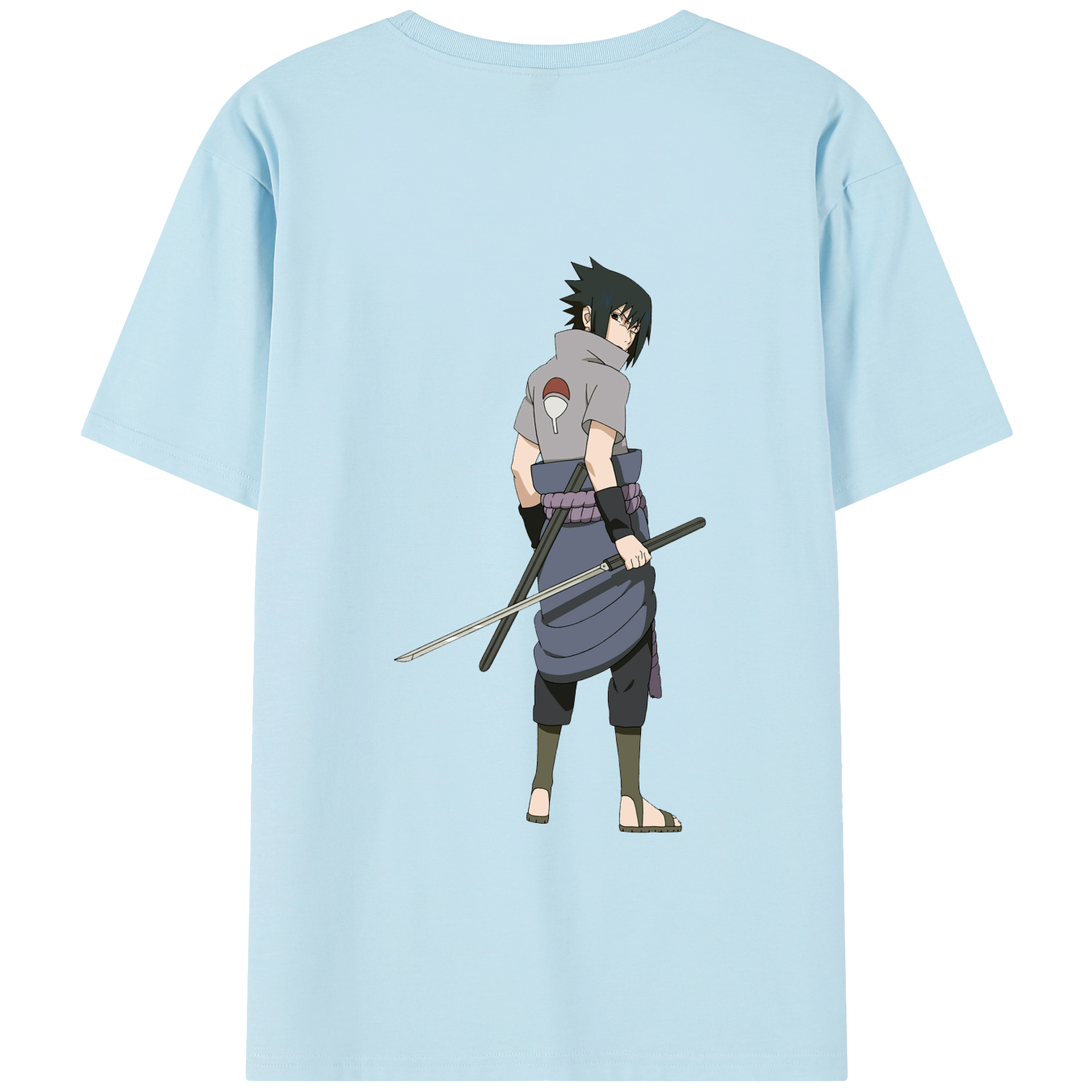 （画像用） NARUTO -ナルト- うちは サスケ Uchiha Sasuke 綿100％半袖Tシャツ（背面プリント）